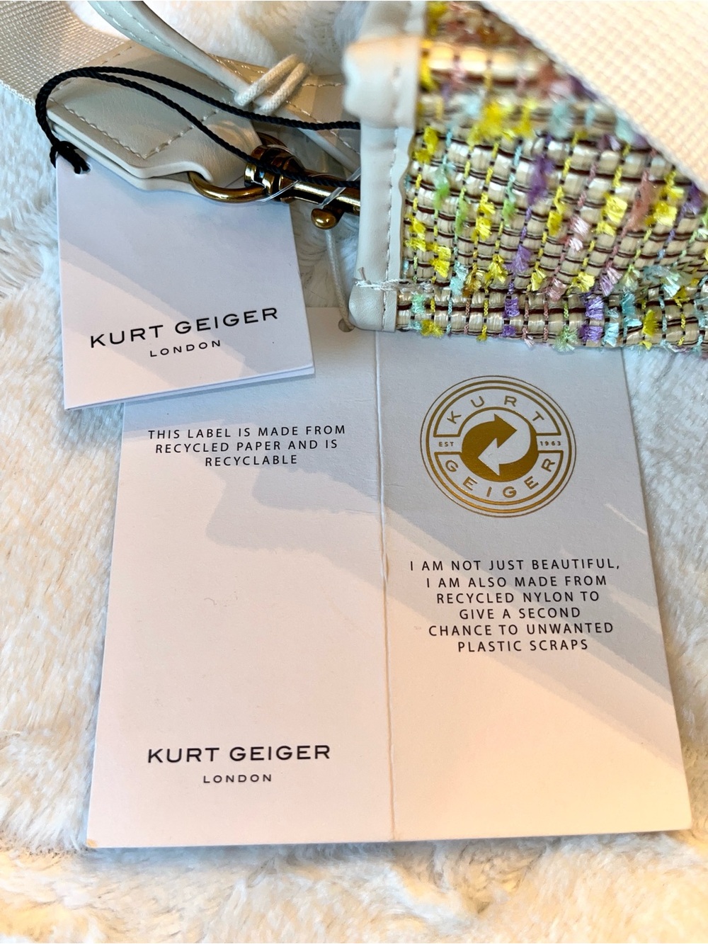 Kurt Geiger NWT! Pastel Raffia Recycled XS Mini Shopper Tote Bag - Picture 4 of 11